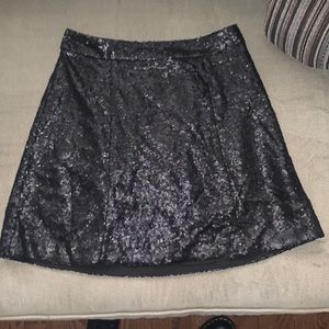 Black Sequin Zipper Skirt